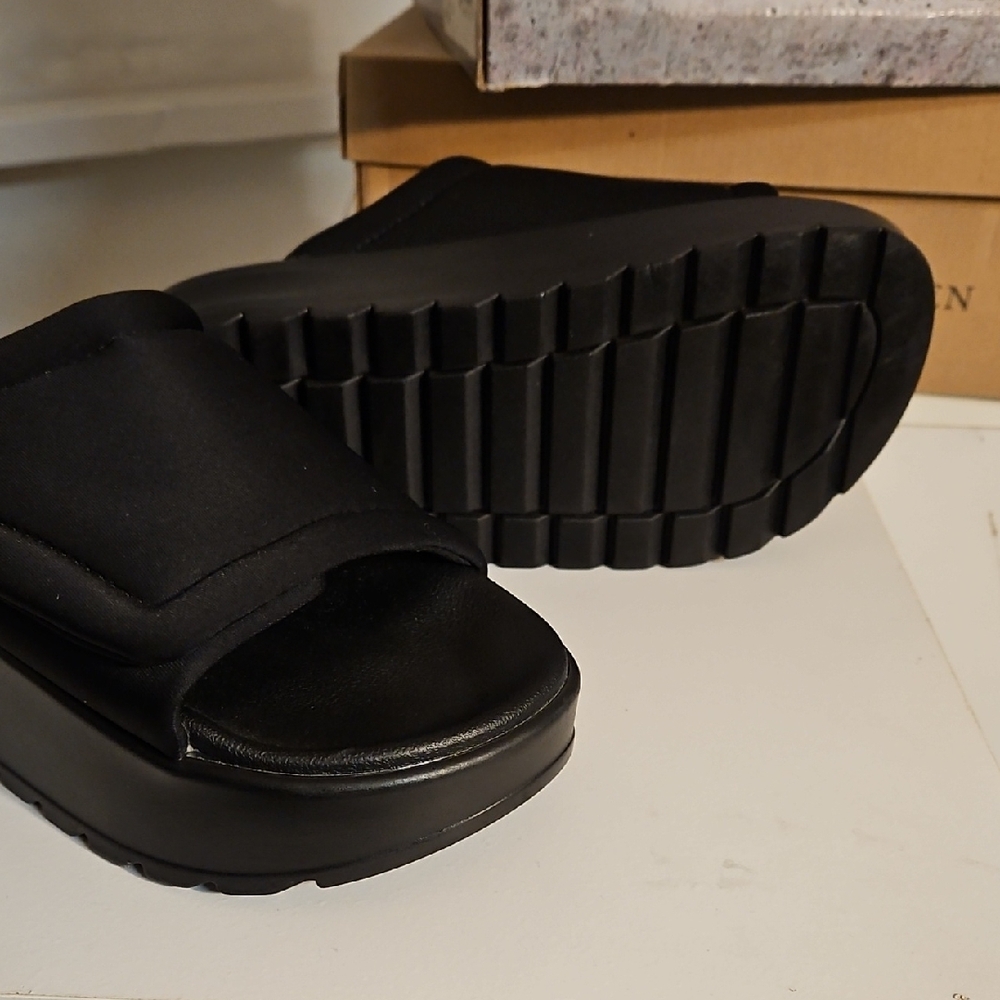 Chic Black Platform Slides Zara - Picture 2 of 4